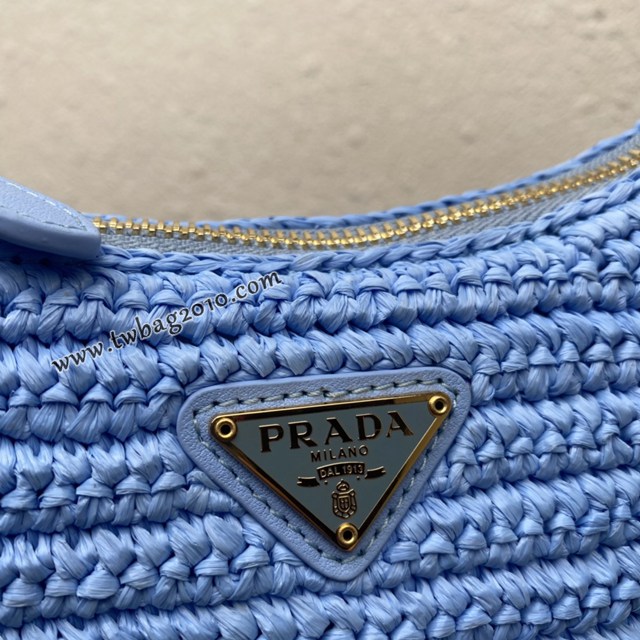 Prada專櫃新款草編三合一女包 1BH204 普拉達純手工編織女款單肩斜挎包 csp1564